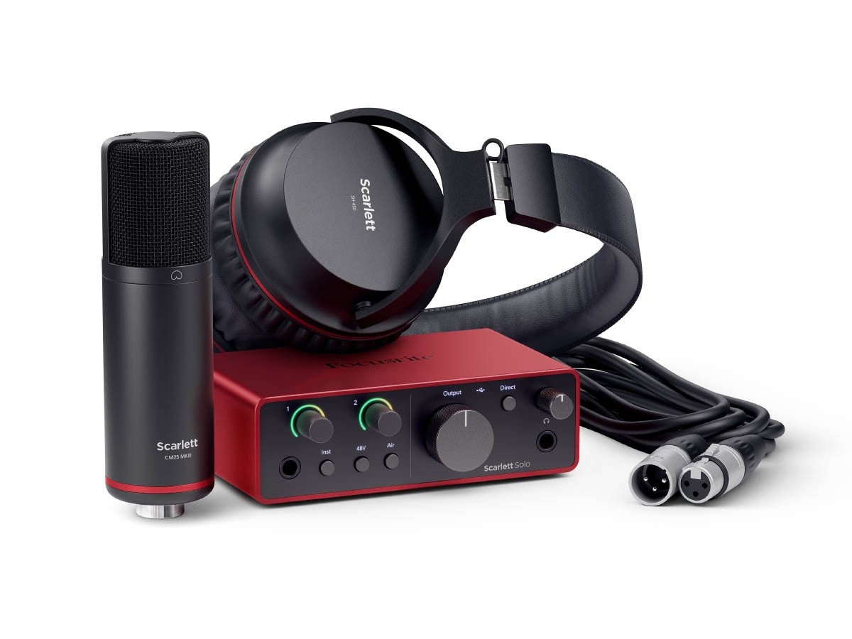 Focusrite Scarlett Solo STUDIO Gen4, inkl mikrofon og hodetelefon