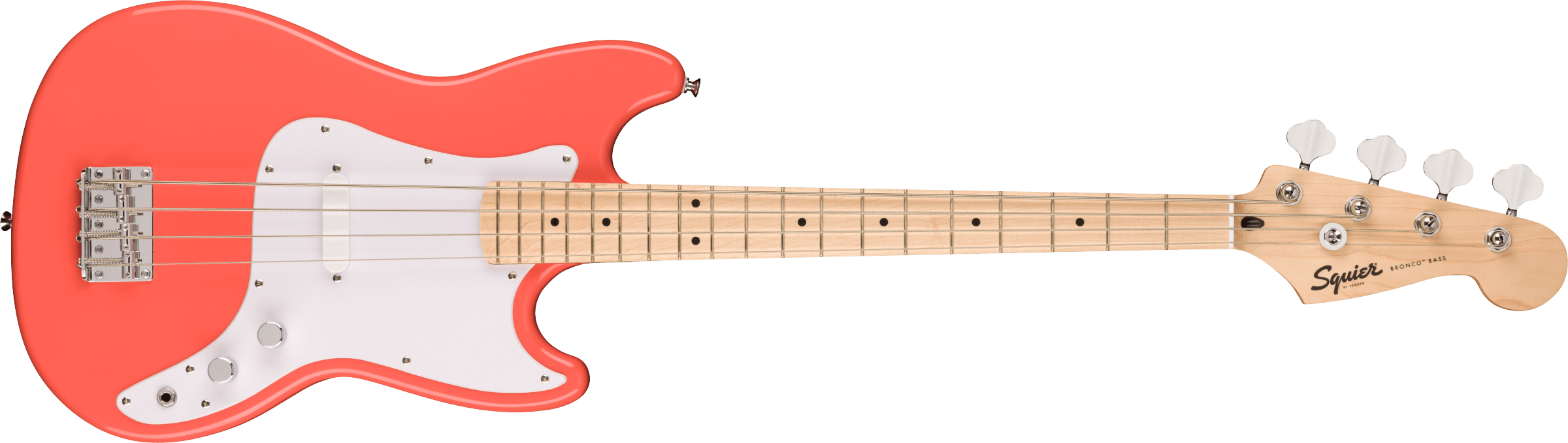 Squier  Squier Sonic Bronco Bass, Maple Fingerboard, White Pickguard, Tahitian Coral