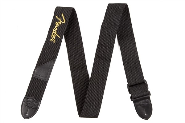 Fender Logo Straps - Black with Yellow Logo