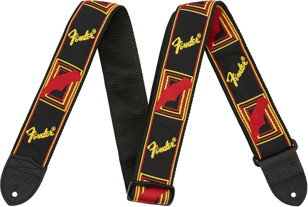 Fender 2" Monogrammed Straps - Black/Yellow/Red - Gitarreim