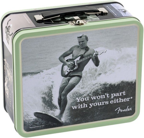 Fender Lunchbox med strengesett, strengesveiv, plekter og stemmemaskin