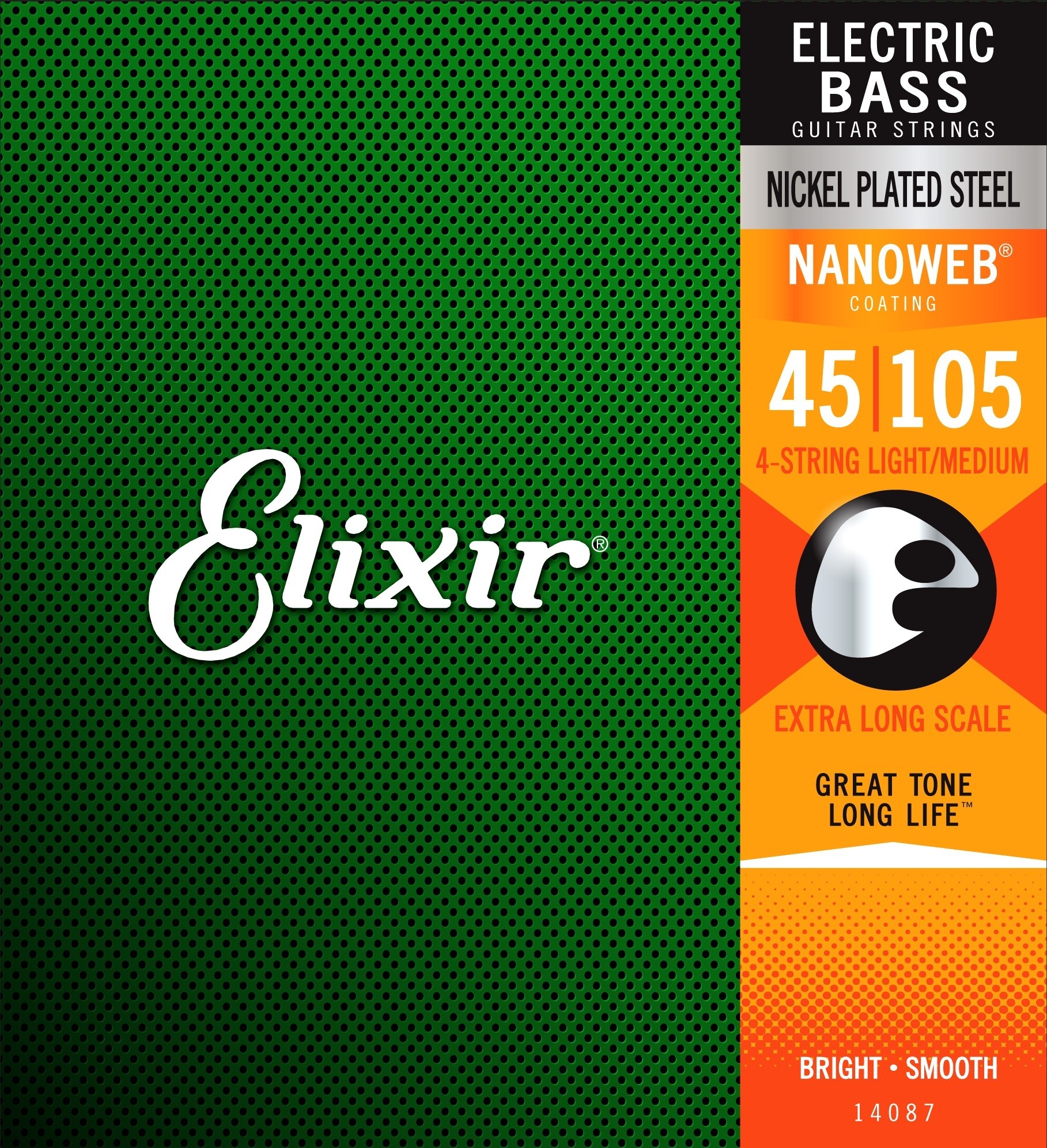Elixir 14087 Nanoweb Bass Light/Medium Extra Long. 45-105