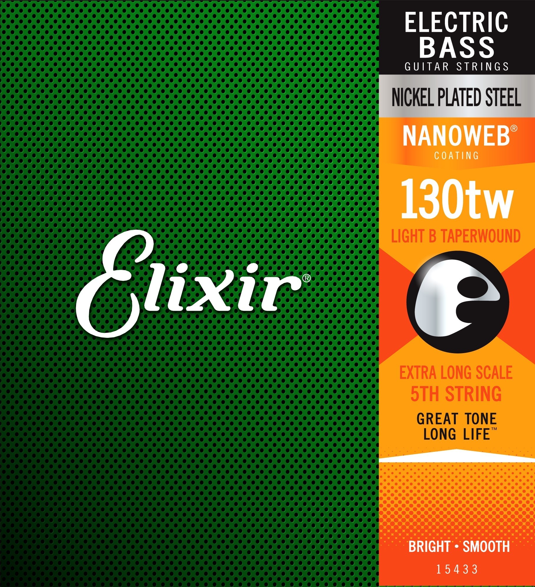 Elixir 15433 Nanoweb Electric Bass Custom Single 5th Medium Extra Long B .130tw