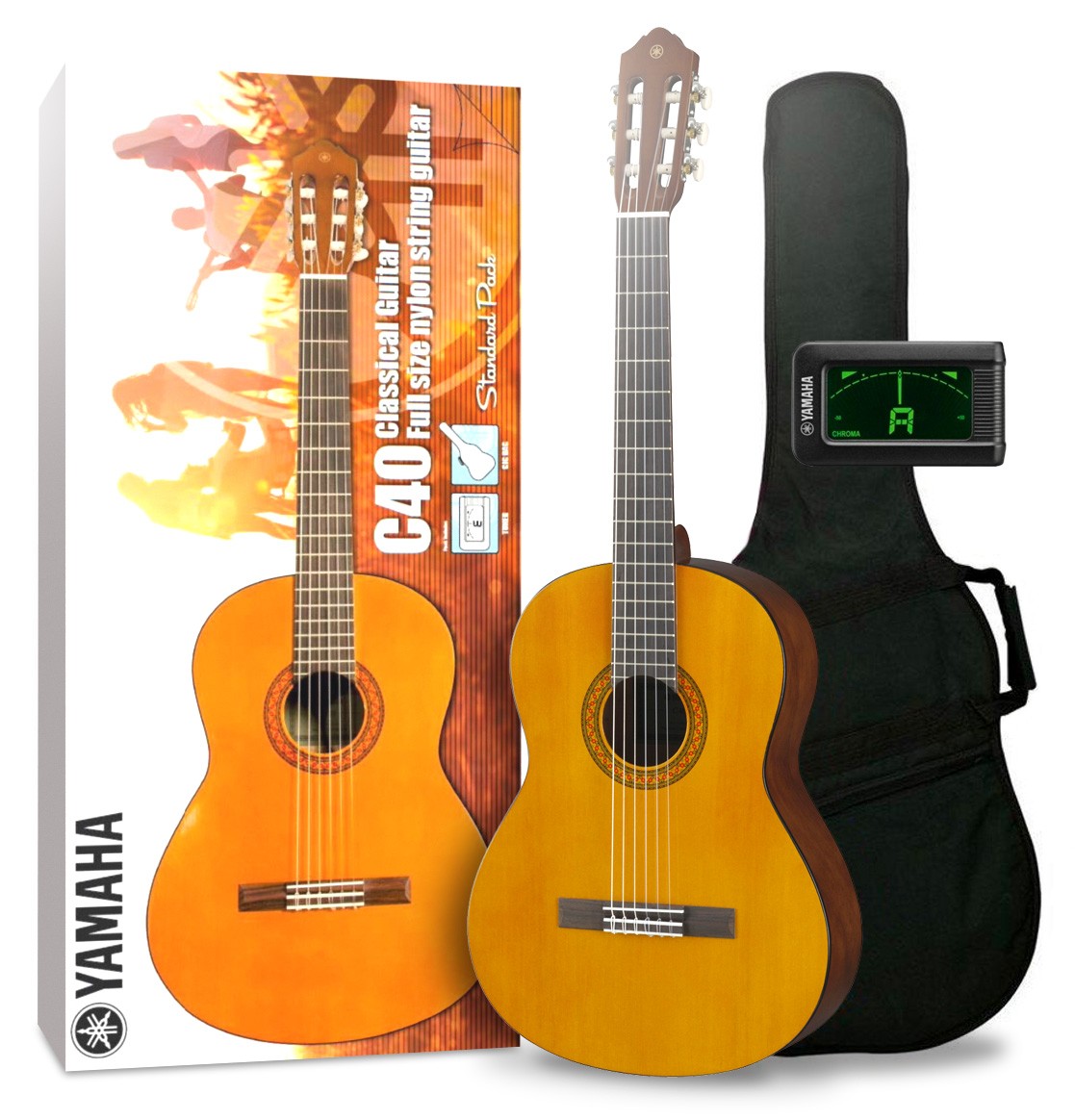 Yamaha C40 II Standard Pack - Klassisk gitarpakke med trekk og tuner