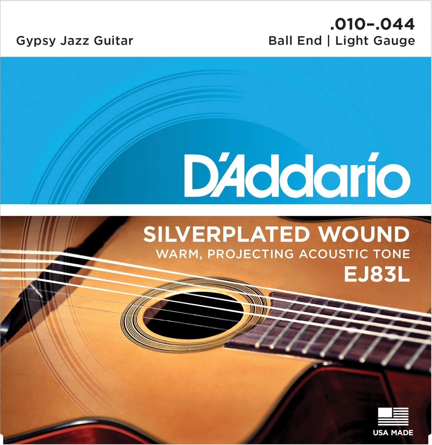 D'Addario Fretted EJ83L 010 - 044 (Gypsy Jazz) Ball
