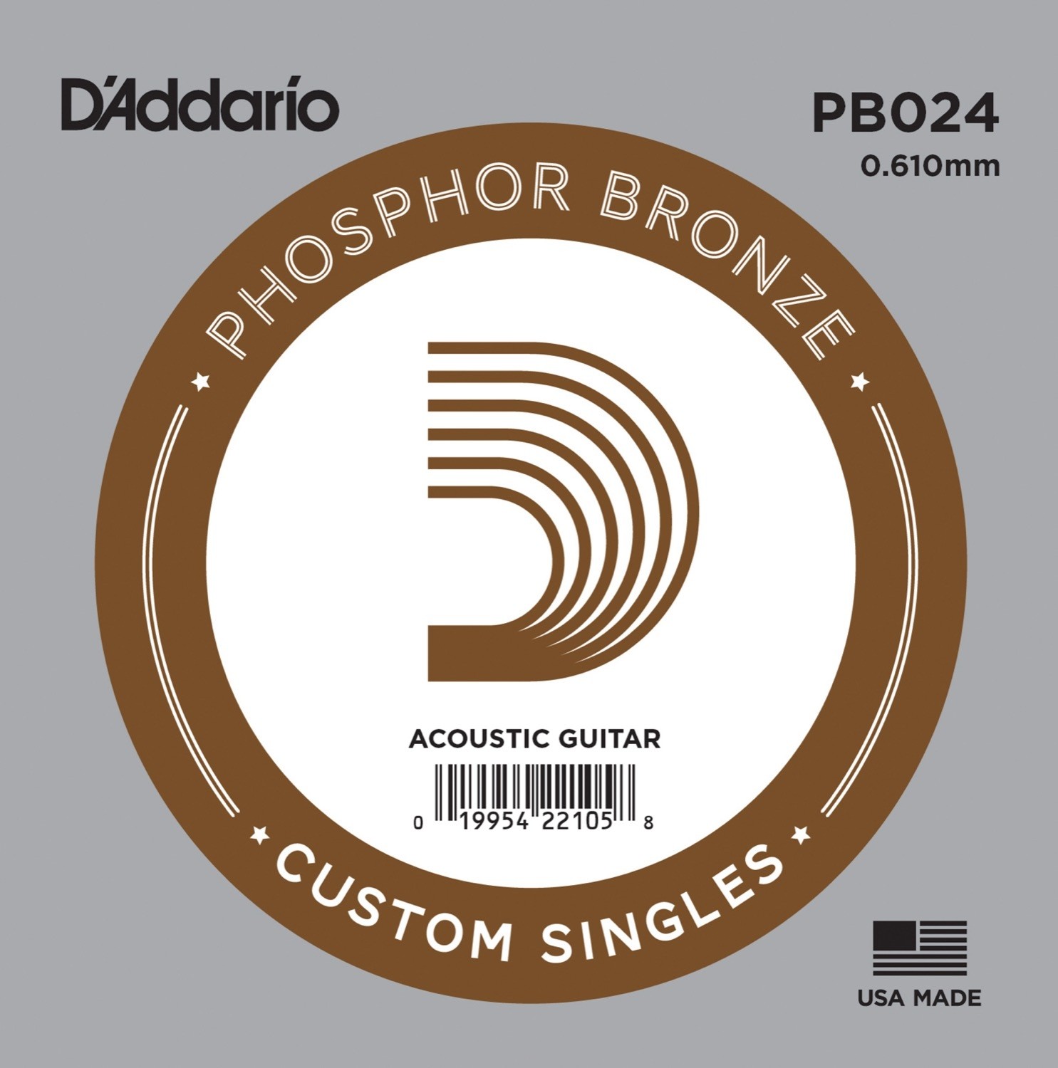 D'Addario Fretted PB024 Phosphor Bronze Wound .024 Løs Westernstreng