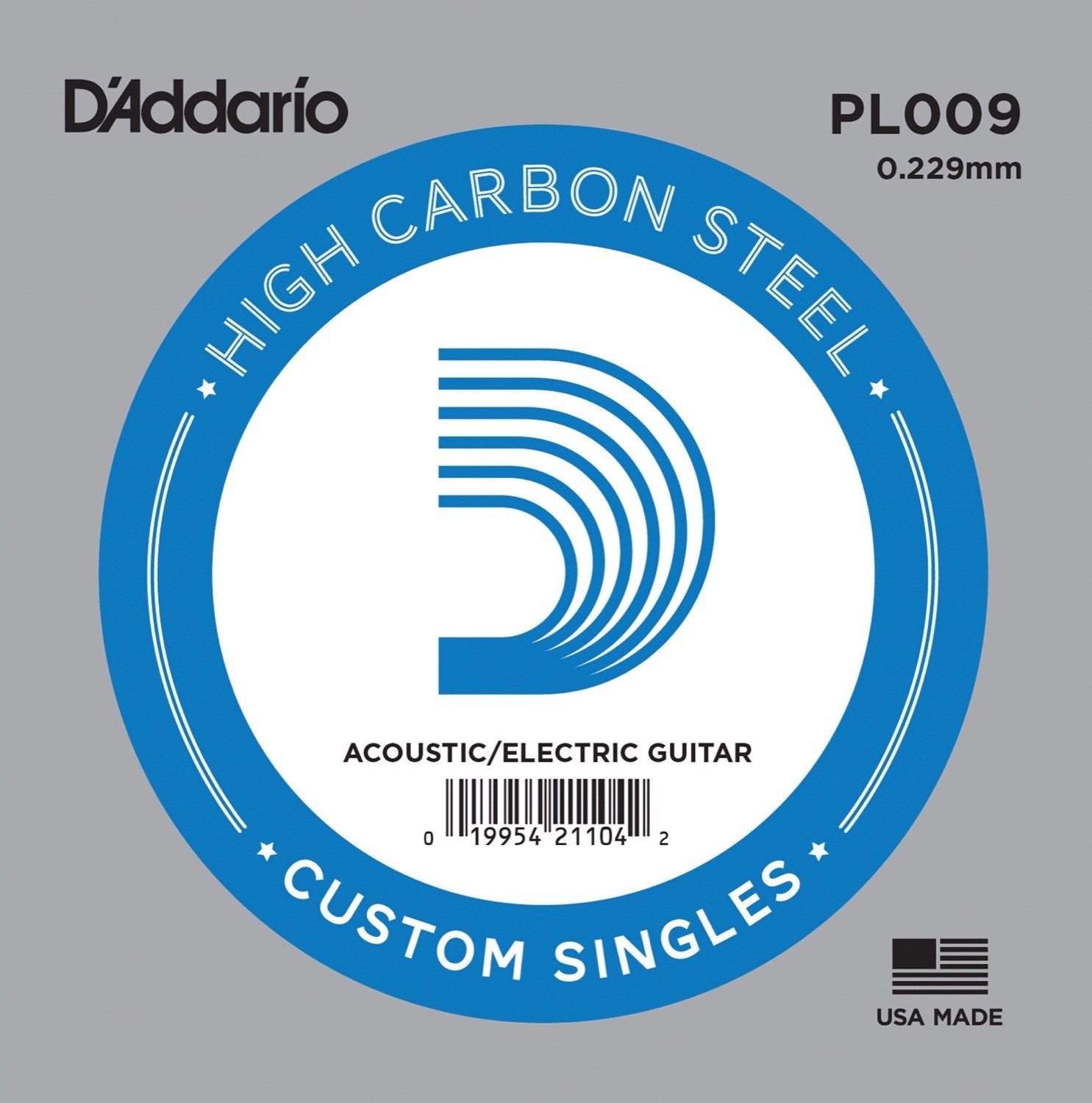 D'addario PL009 - Plain western / electric .009 Løs stålstreng for el- og westerngitar.