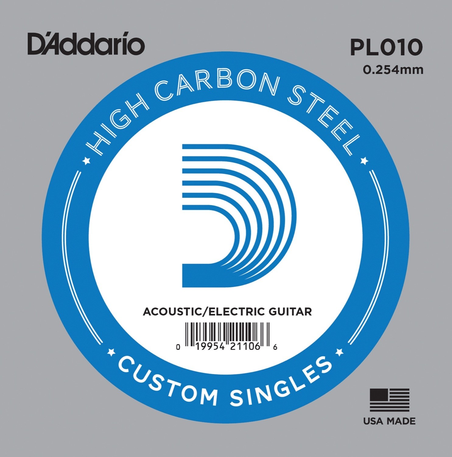 D'addario PL010 - Plain western / electric .010 Løs stålstreng for el- og westerngitar.