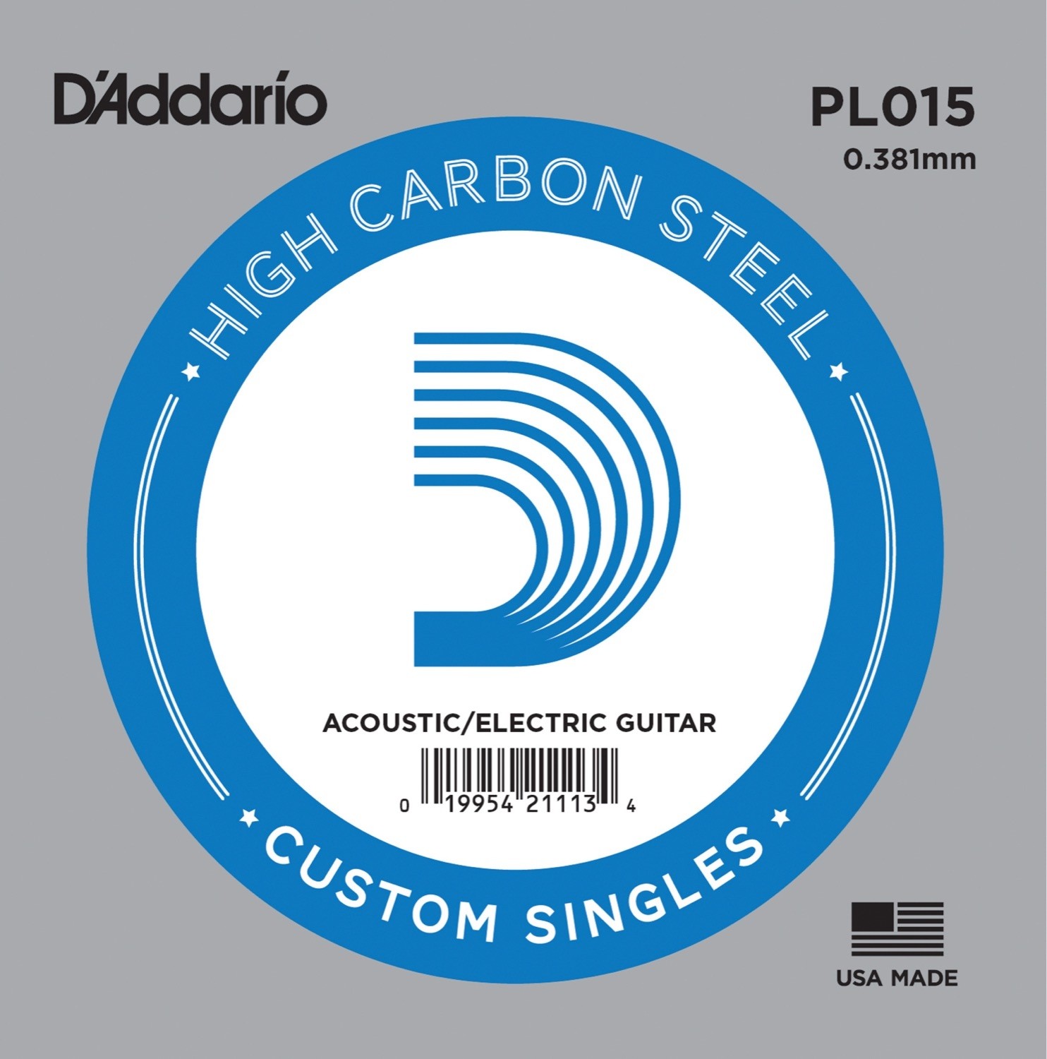D'addario PL015 - Plain western / electric .015 Løs stålstreng for el- og westerngitar.