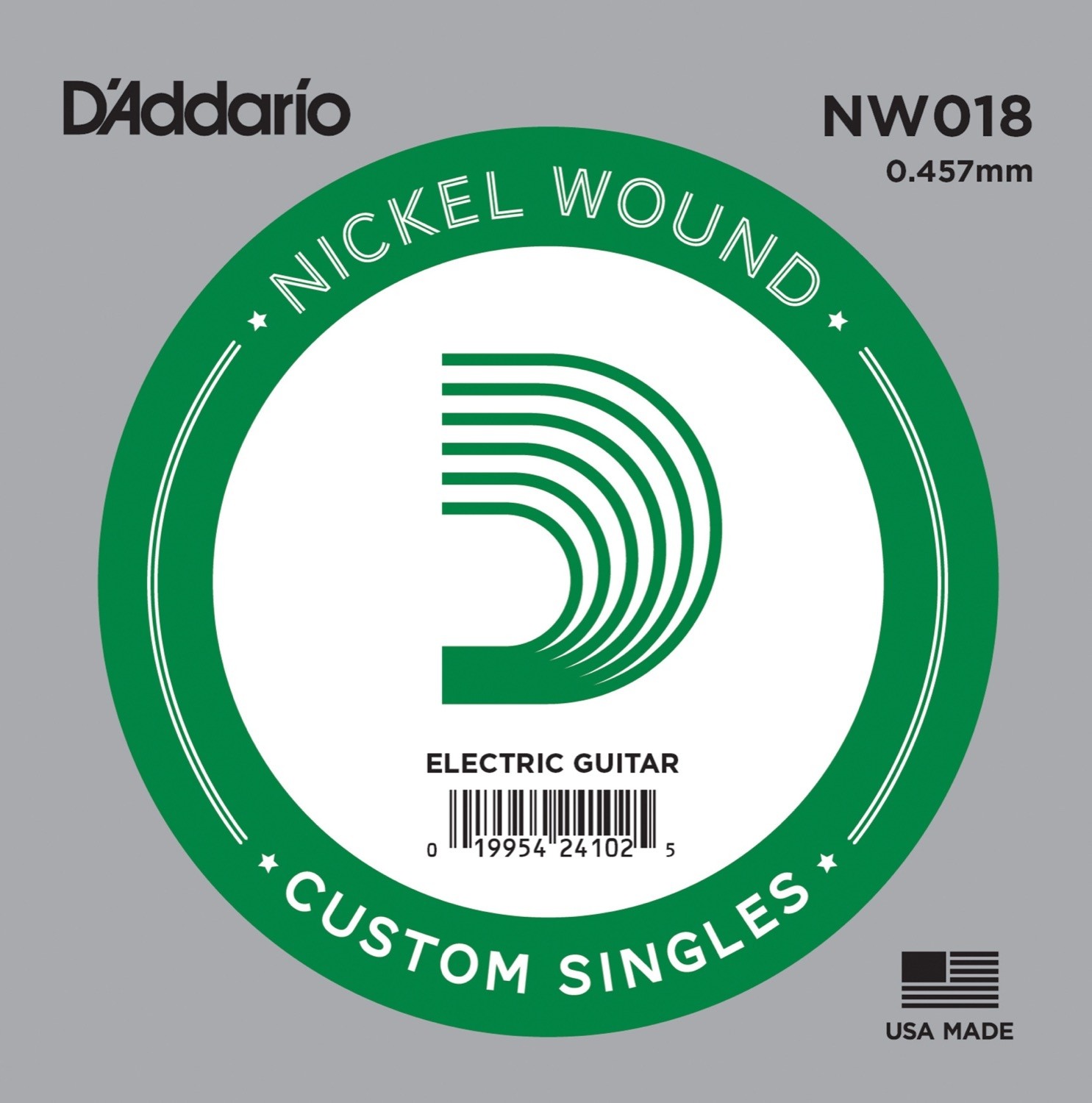 D'Addario Fretted NW018 XL Nickel Round Wound .018 Løs spunnet el.gitarstreng.