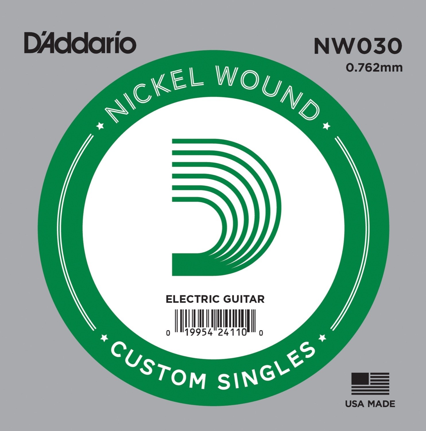 D'Addario Fretted NW030 XL Nickel Round Wound .030 Løs spunnet el.gitarstreng.