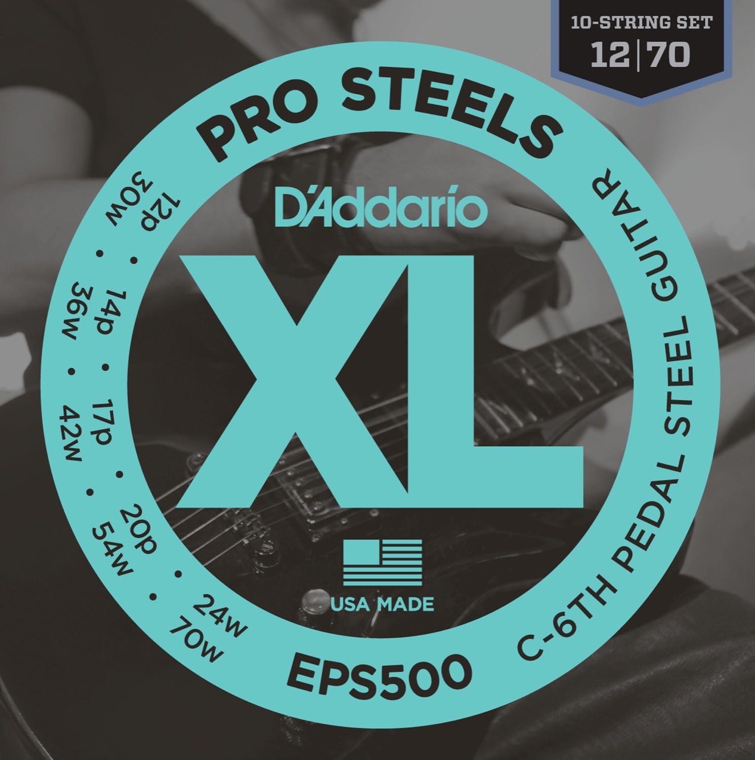 D'Addario EPS500 ProSteels, Pedal Steel Strings. for C6-stemt Pedal Steel Guitar.