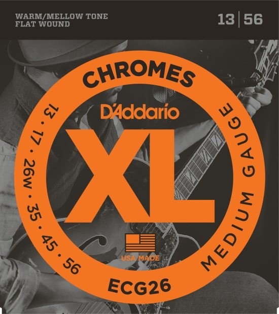 D'Addario ECG26 Chromes Flat Wound, Jazz Light, 13-56