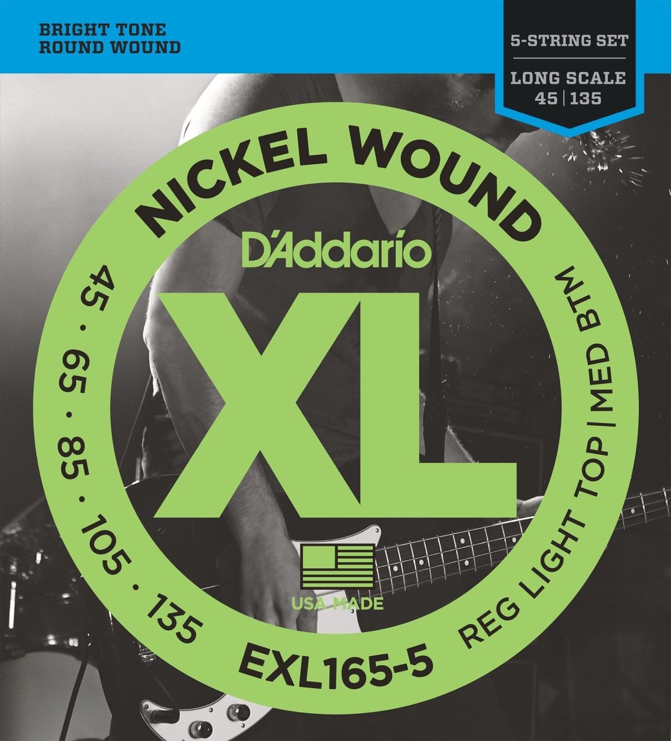 D'addario EXL165-5 Light/Long Scale basstrenger 045-135 5-strengs sett
