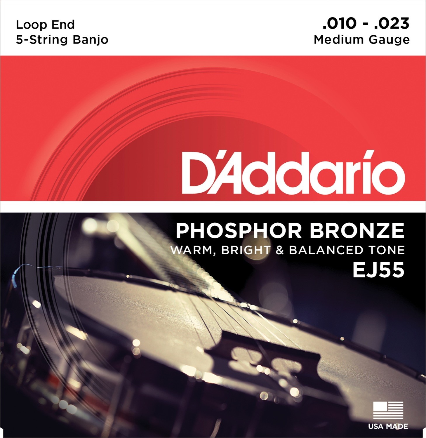 D'addario EJ55 - 5 str. Banjo Phosphor Bronze - Medium tension