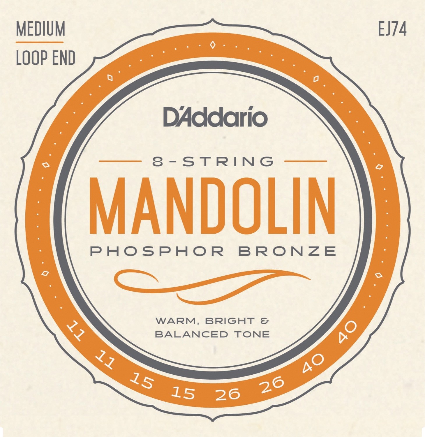 D'addario EJ74 Medium Mandolin .011-.040