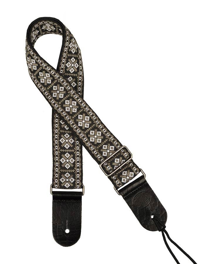 Gaucho GST-181-WG - Traditional Series 2” guitar strap - Jacquard weave - White and grey