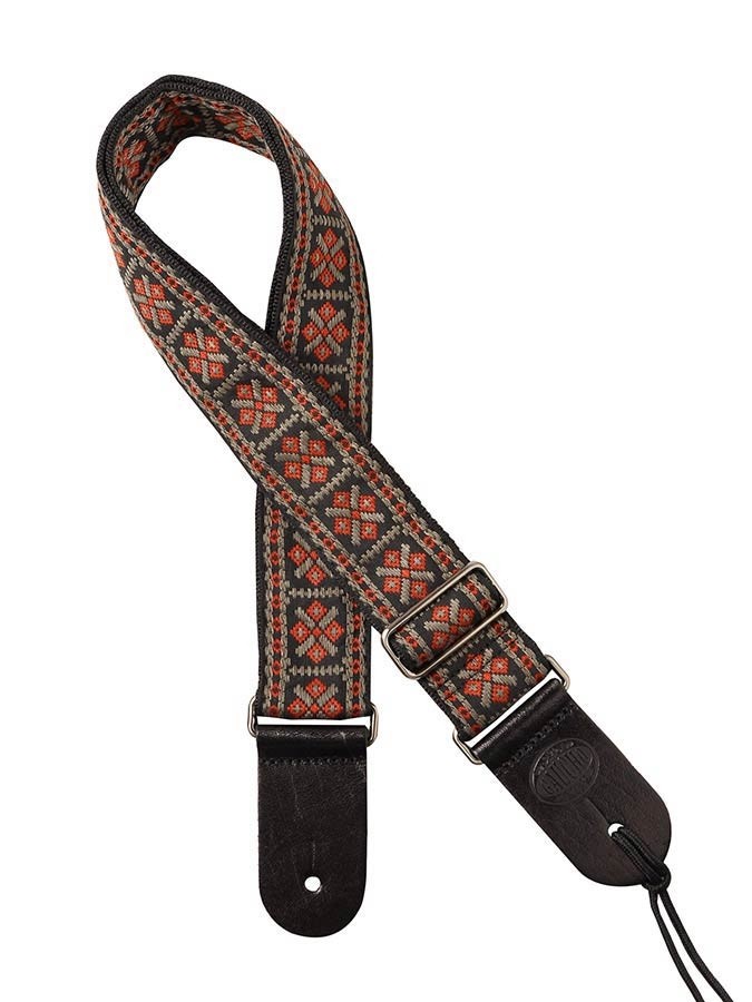 Gaucho GST-181-RG - Traditional Series 2” guitar strap - Jacquard weave - Red and grey