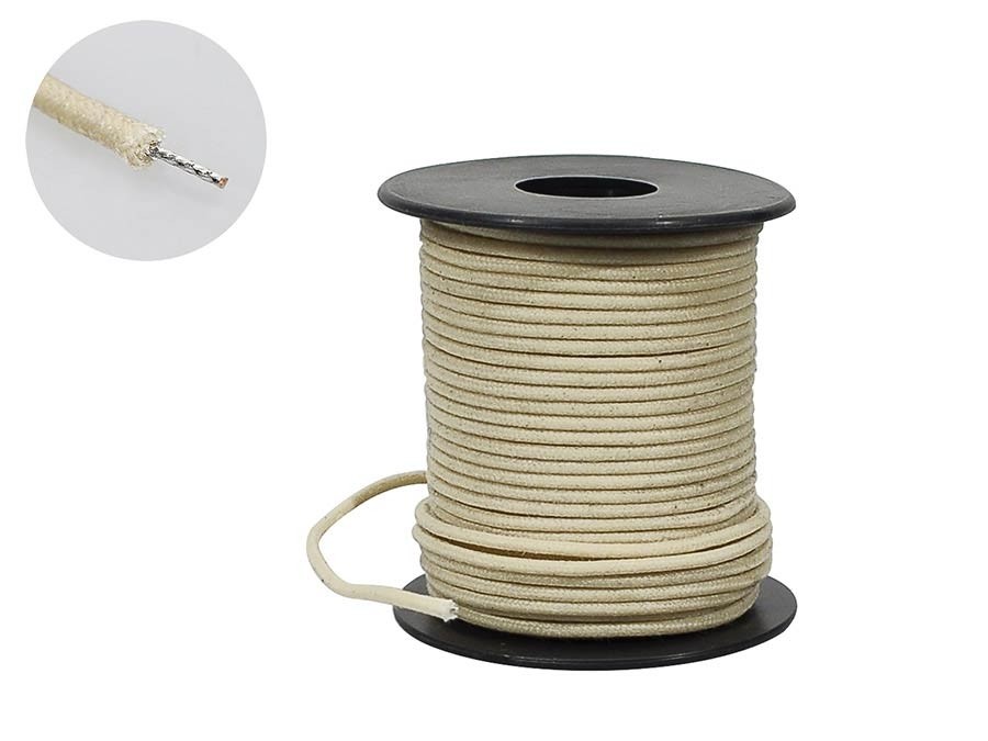 Boston USA made (Gavitt) waxed cotton braided push back wire- hvit - pr. halvmeter!