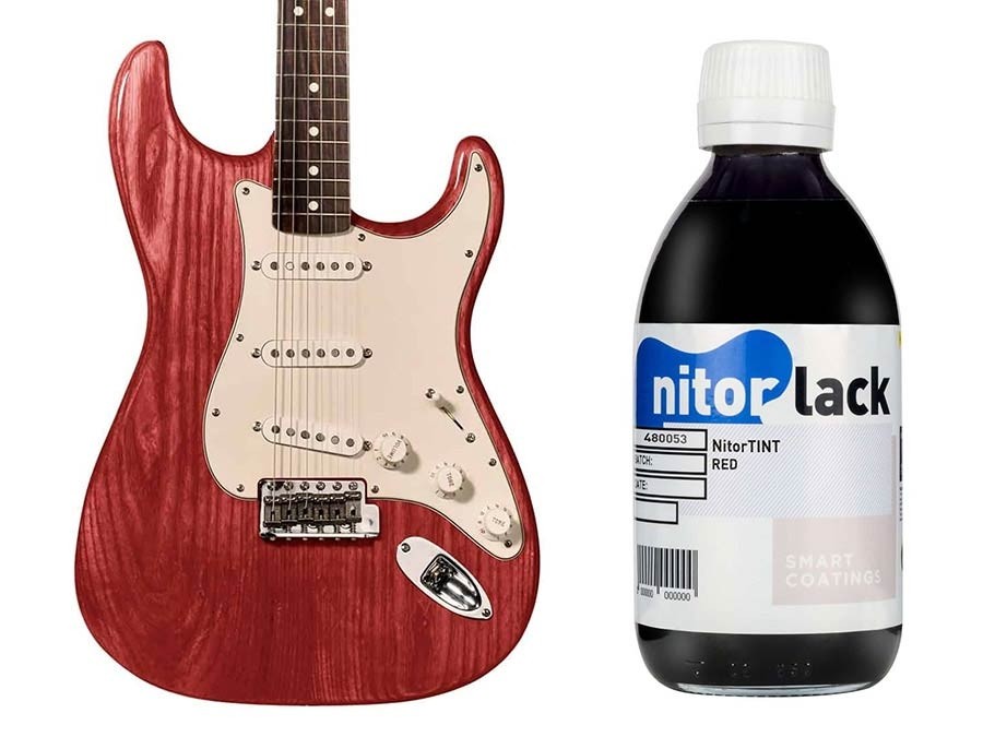 N480053112 - NitorLACK NitorTINT dye red/cherry for electric and classical/flamenco guitar - 250ml bottle