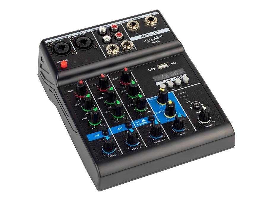 Boston F-4A - Mikser med 2 mono + 2 stereo inputs