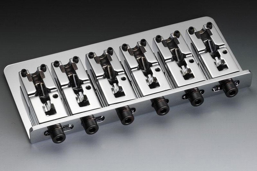 ALLPARTS BB-3555-010 Schaller 6-String Bass Bridge, Chrome 