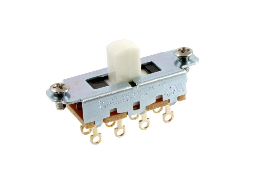 ALLPARTS EP-0261-025 Switchcraft White On-Off-On Slide Switch 