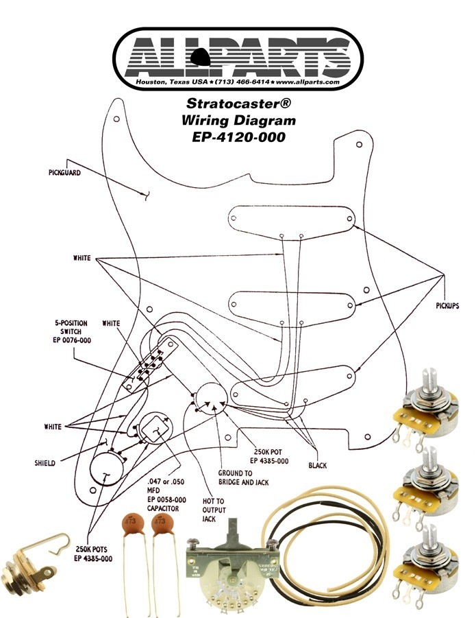 ALLPARTS EP-4120-000 Wiring Kit for Stratocaster 