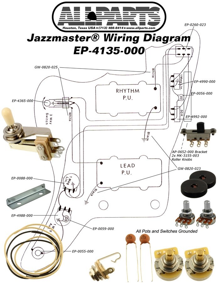 ALLPARTS EP-4135-000 Wiring Kit for Jazzmaster 