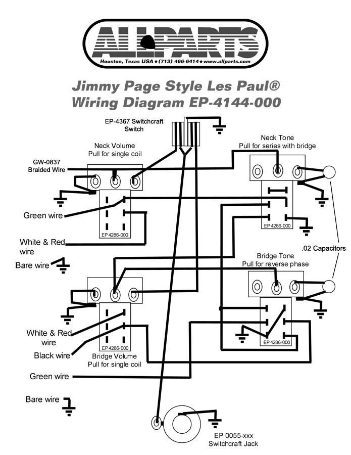 ALLPARTS EP-4144-000 Wiring Kit for Gibson Jimmy Page Les Paul 