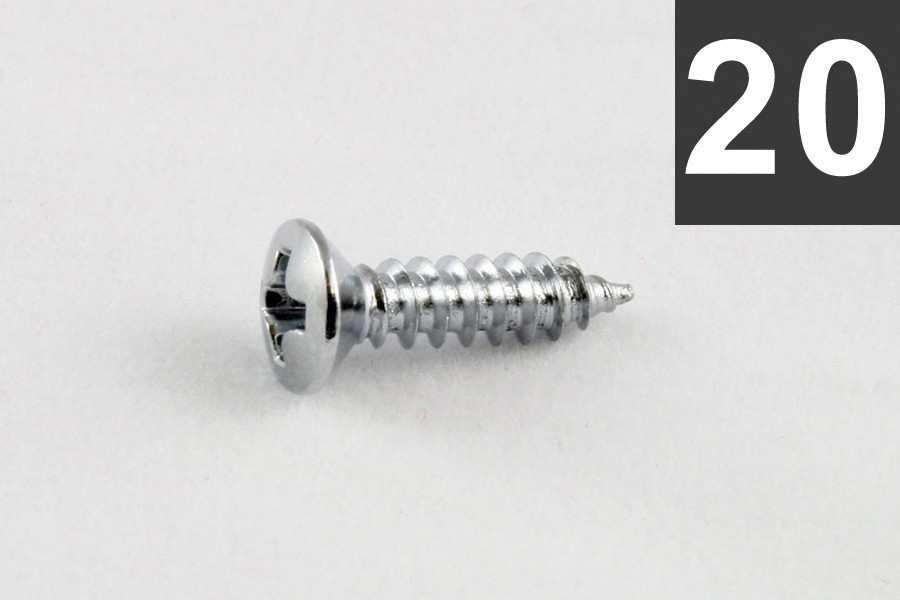 ALLPARTS GS-0001-010 Standard Pickguard Screw - Chrome - 20-pack
