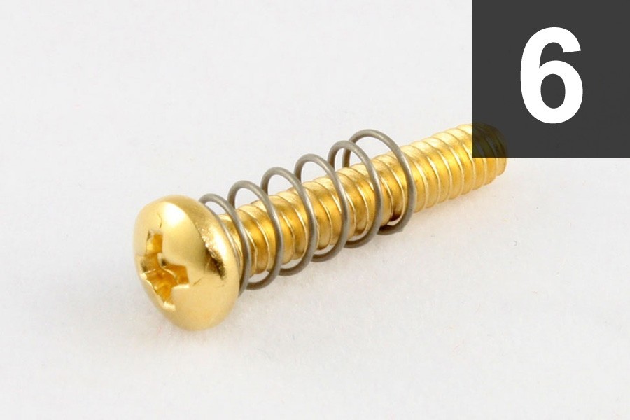 ALLPARTS GS-0004-002 Pack of 6 Gold Bridge Length Screws 