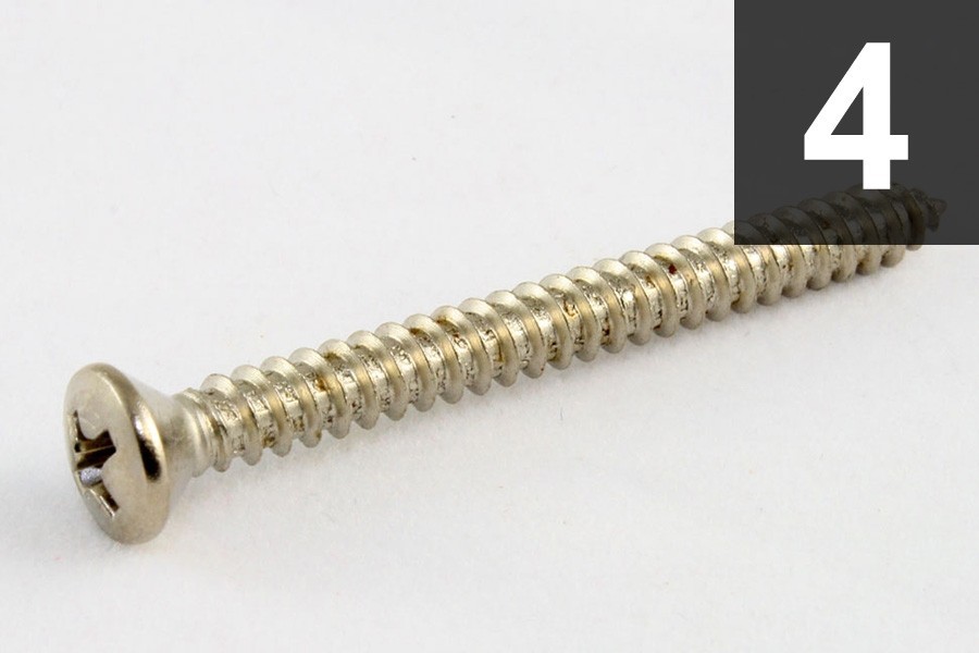 ALLPARTS GS-0005-001 Pack of 4 Nickel Neckplate Screws 