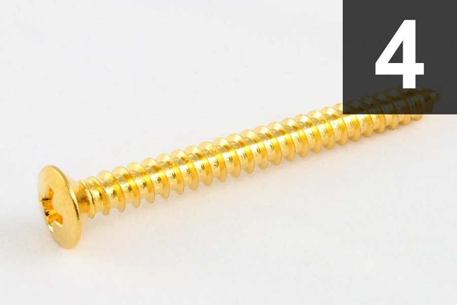 ALLPARTS GS-0005-002 Pack of 4 Gold Neckplate Screws 