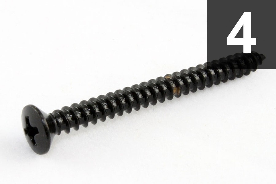 ALLPARTS GS-0005-003 Pack of 4 Black Neckplate Screws 