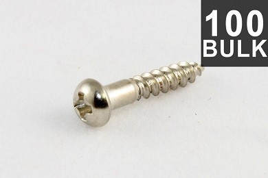 ALLPARTS GS-0006-B01 Bulk Pack of 100 Long Nickel Machine Head Screws 