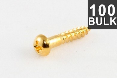 ALLPARTS GS-0006-B02 Bulk Pack of 100 Long Gold Machine Head Screws 