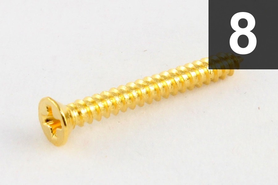 ALLPARTS GS-0008-002 Pack of 8 Gold Humbucking Ring Screws 