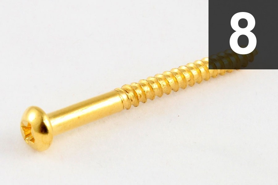 ALLPARTS GS-0011-002 Pack of 8 Gold Bass Pickup Screws 