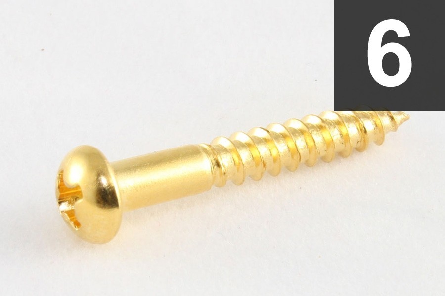 ALLPARTS GS-0013-002 Pack of 6 Gold Tremolo Mounting Screws 