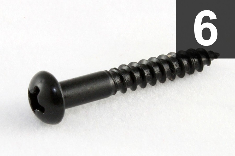 ALLPARTS GS-0013-003 Pack of 6 Black Tremolo Mounting Screws 