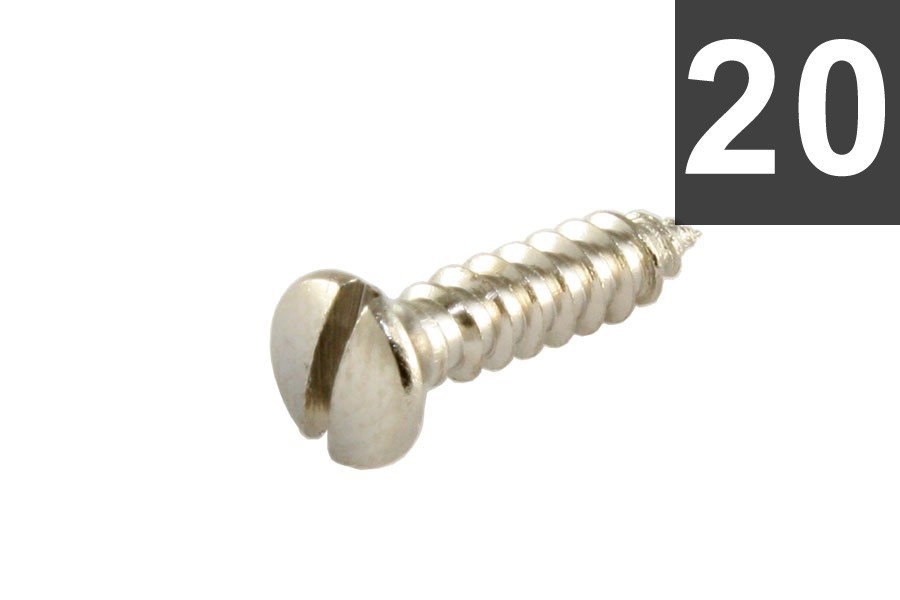 ALLPARTS GS-0014-001 Pack of 20 Slotted Pickguard Screws 