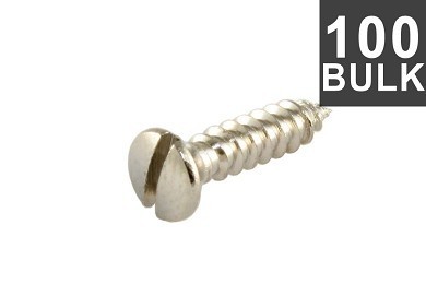 ALLPARTS GS-0014-B01 Bulk Pack of 100 Nickel Pickguard Screws Slotted 