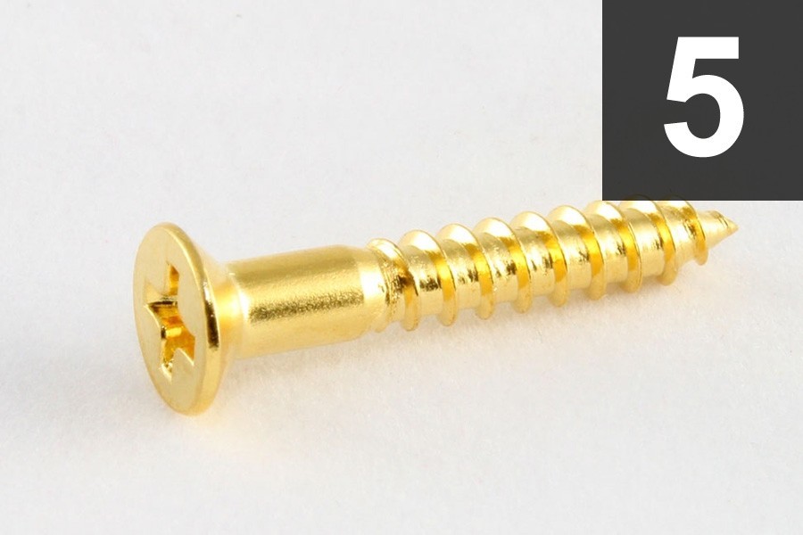 ALLPARTS GS-0063-002 Pack of 5 Gold Bridge Mounting Screws 