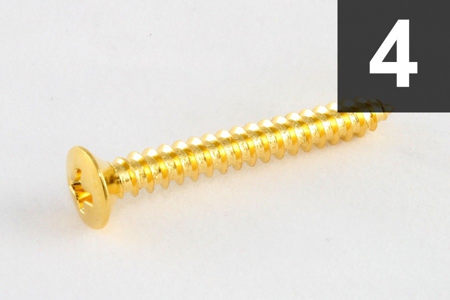 ALLPARTS GS-3005-002 Pack of 4 Gold Short Neck Plate Screws 