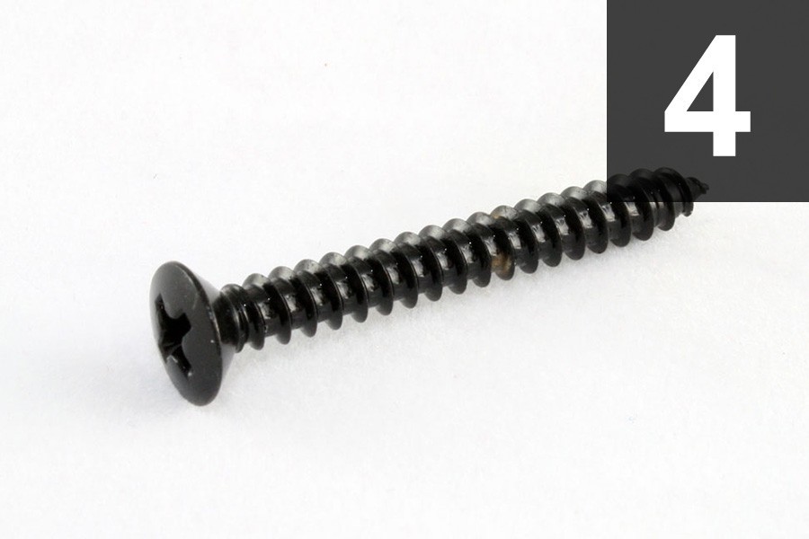 ALLPARTS GS-3005-003 Pack of 4 Black Short Neck Plate Screws 