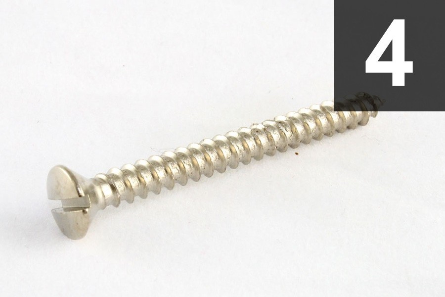 ALLPARTS GS-3006-001 Pack of 4 Nickel Neck Plate Screws 