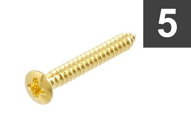ALLPARTS GS-3363-002 Pack of 5 Gold Bridge mounting screws 