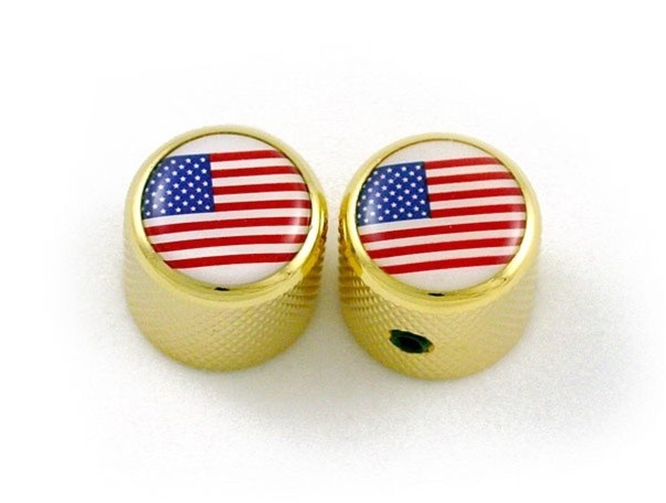 ALLPARTS MK-3316-002 US Flag Gold Dome Knobs 