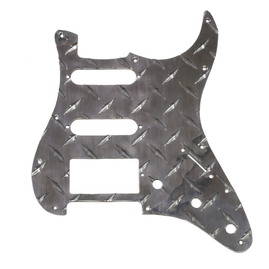 ALLPARTS PG-9895-010 1HB 2SC Chrome Diamond Plate Pickguard for Stratocaster 